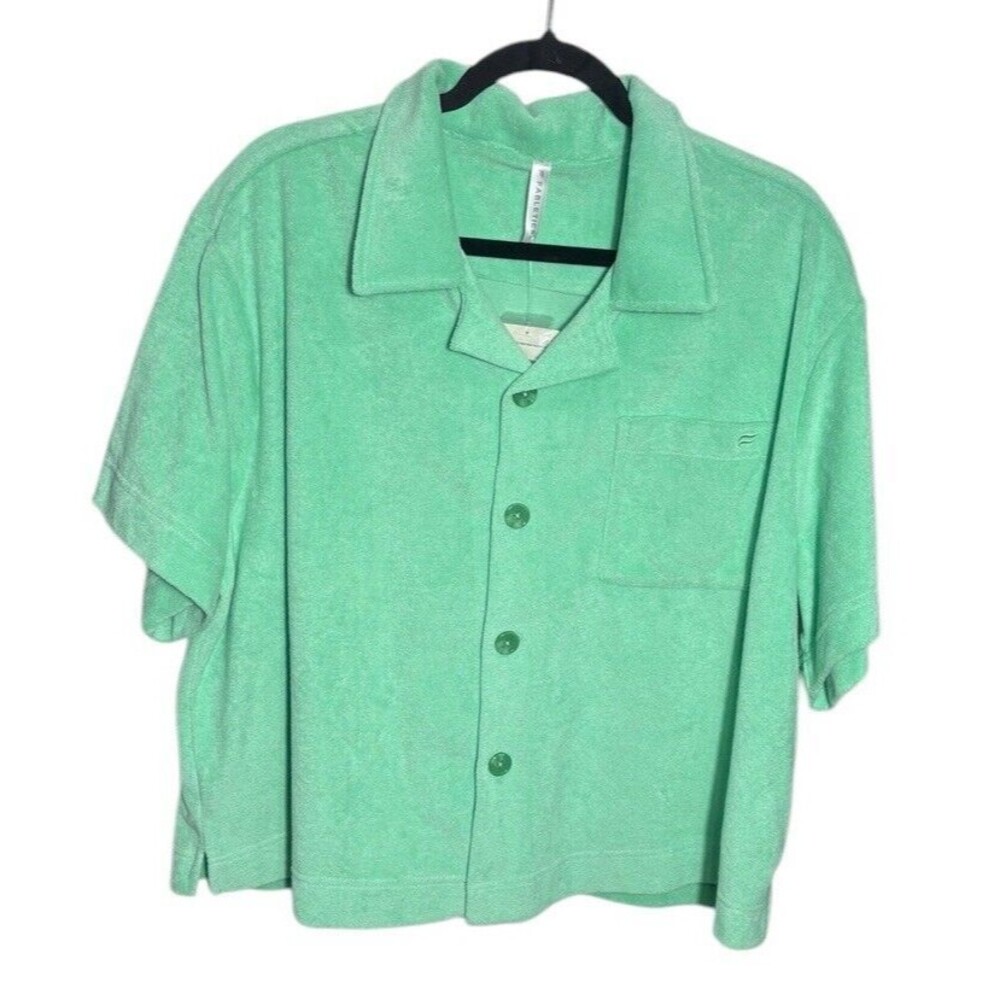 Fabletics Island Terry Boxy Button Up Mint Size 1X Beach Casual